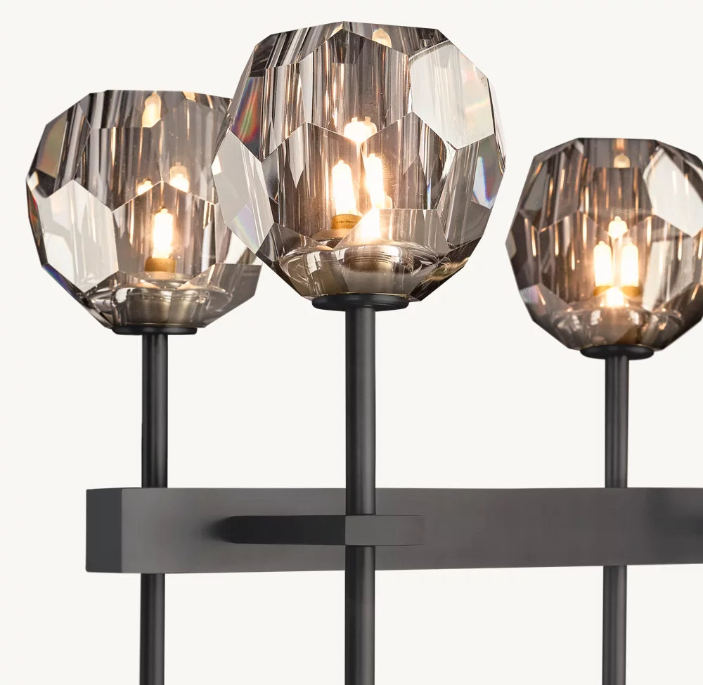 BOULE DE CRISTAL SMOKE GLASS DOUBLE LINEAR CHANDELIER 60