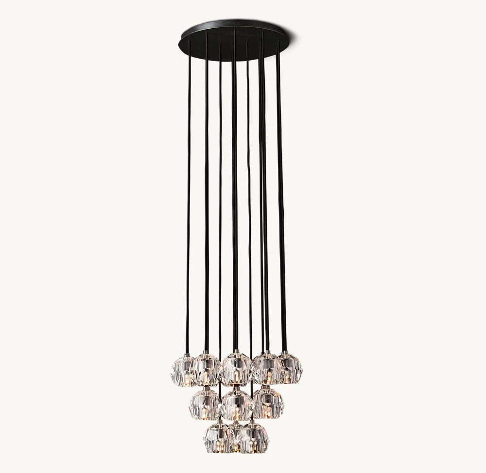 BOULE DE CRISTAL CLEAR GLASS ROUND CLUSTER CHANDELIER 19