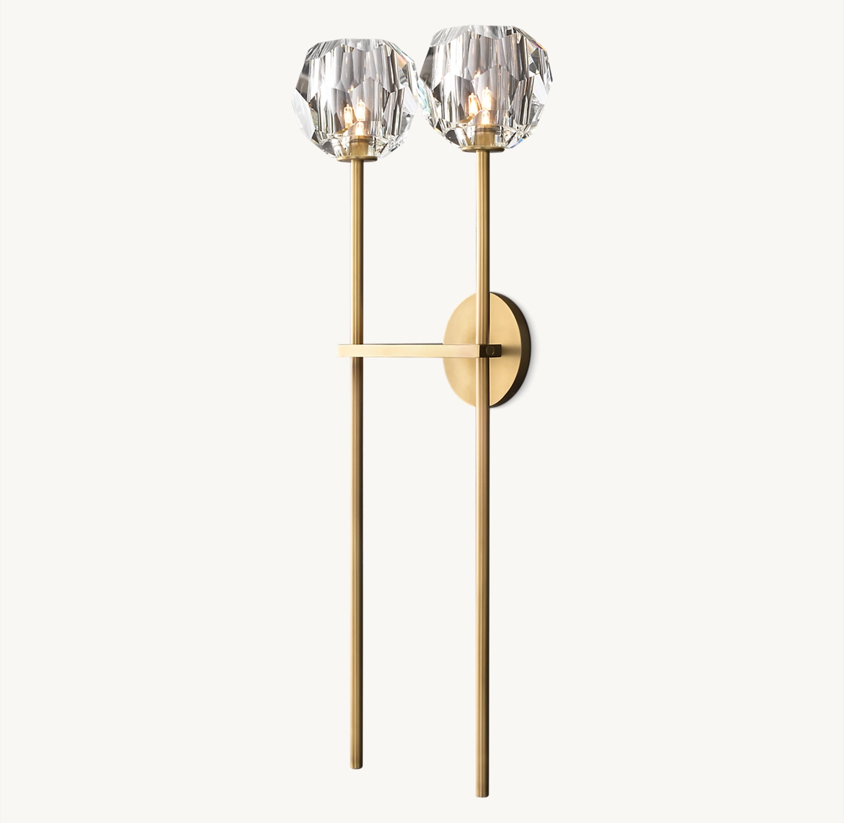 BOULE DE CRISTAL CLEAR GLASS GRAND DOUBLE SCONCE - Lacquered Burnished Brass