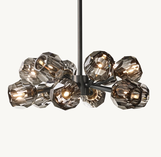 BOULE DE CRISTAL SMOKE GLASS ROUND CHANDELIER 24