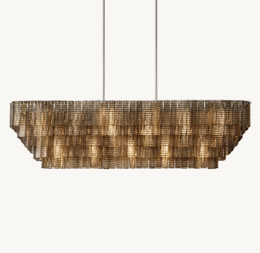 SIRENE SMOKE GLASS RECTANGULAR CHANDELIER 77