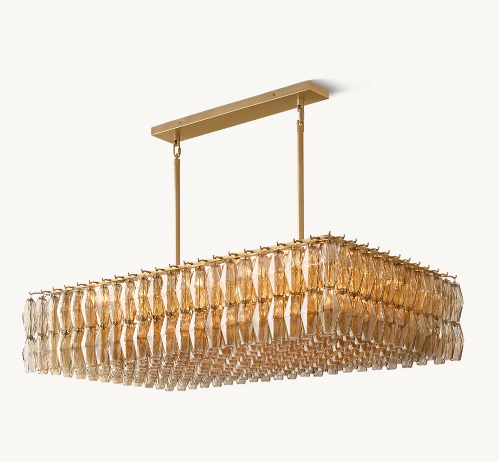 CHIARA SMOKE GLASS RECTANGULAR CHANDELIER 54