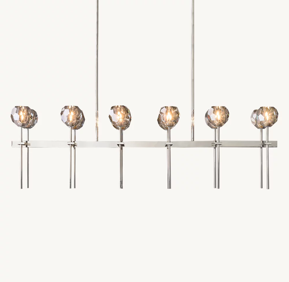 BOULE DE CRISTAL SMOKE GLASS DOUBLE LINEAR CHANDELIER 60