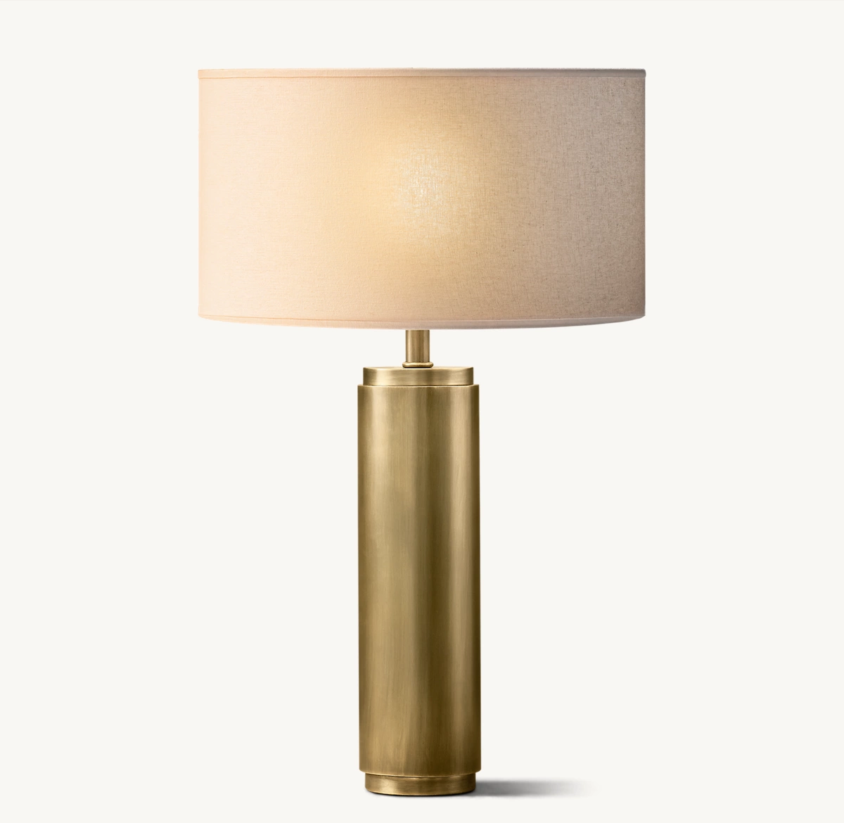 CYLINDRICAL COLUMN TABLE LAMP - Lacquered Burnished Brass