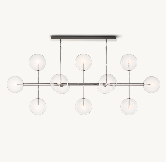 GLASS GLOBE MOBILE LINEAR CHANDELIER
