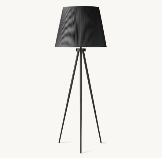REED BLACK PLEATED SILK SHADE FLOOR LAMP