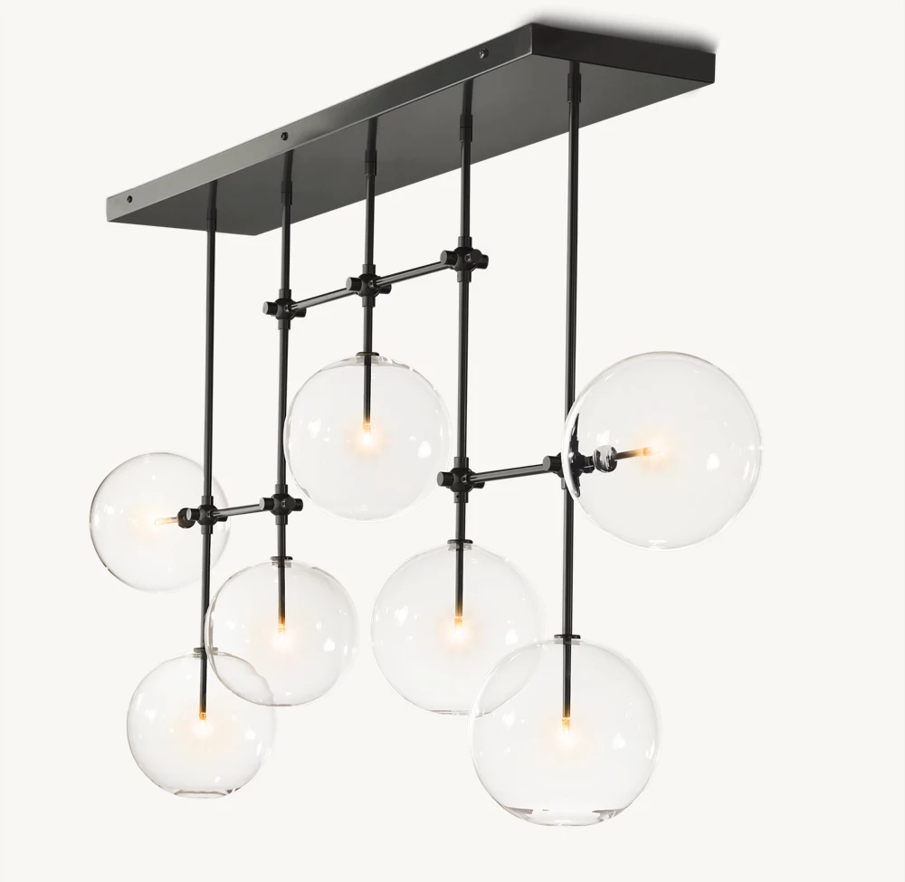 GLASS GLOBE MOBILE LINEAR CHANDELIER 60