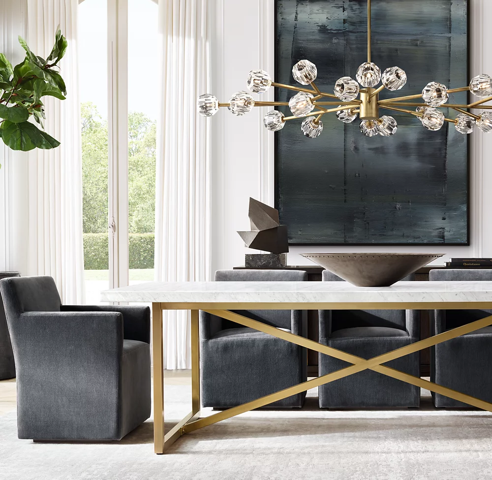 BOULE DE CRISTAL SMOKE GLASS OVAL CHANDELIER 72