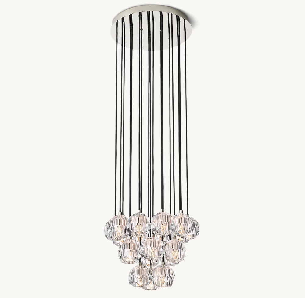 BOULE DE CRISTAL CLEAR GLASS ROUND CLUSTER CHANDELIER 19