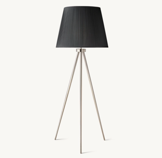 REED BLACK PLEATED SILK SHADE FLOOR LAMP