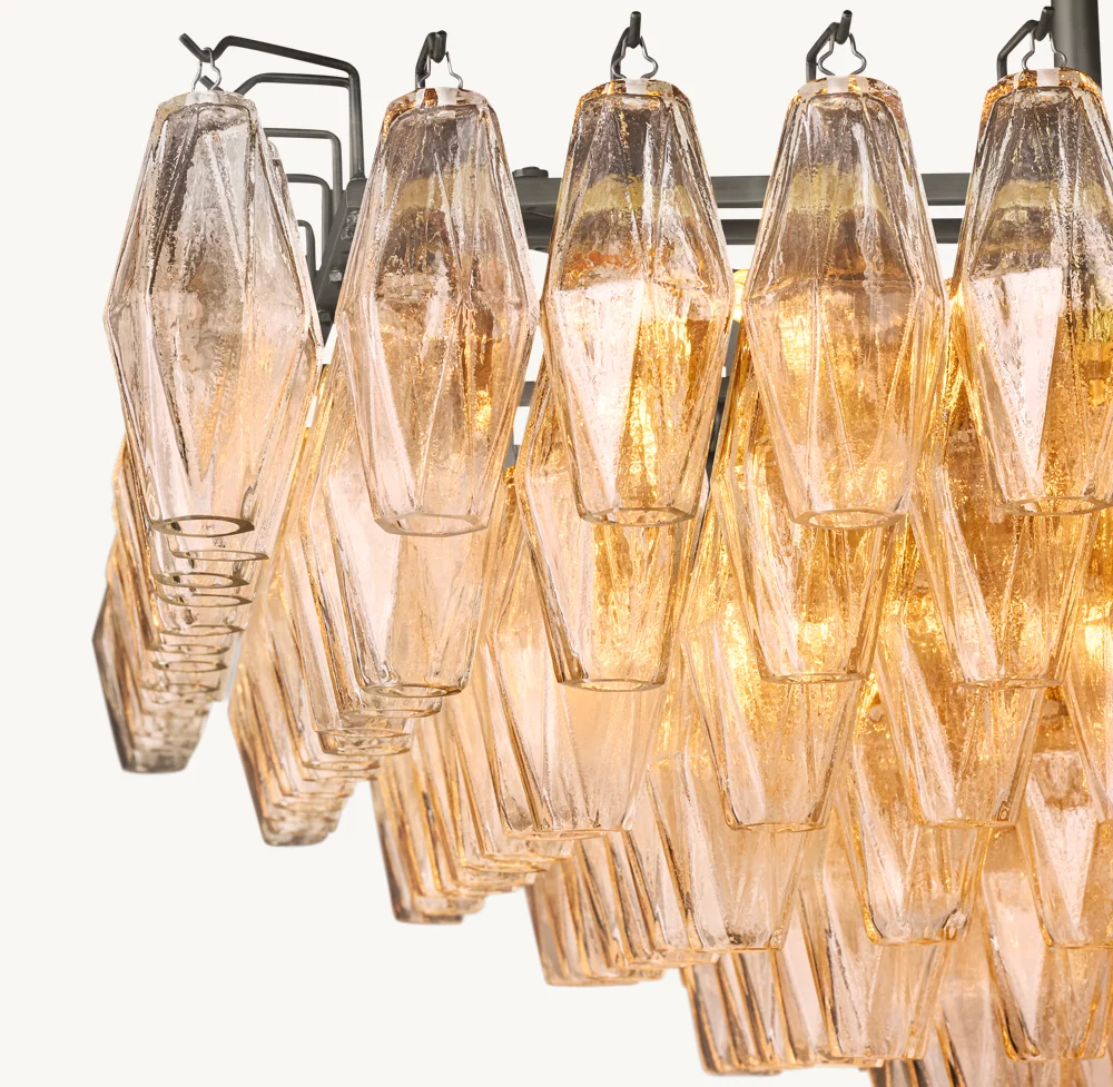 CHIARA CLEAR GLASS TIERED RECTANGULAR CHANDELIER 54