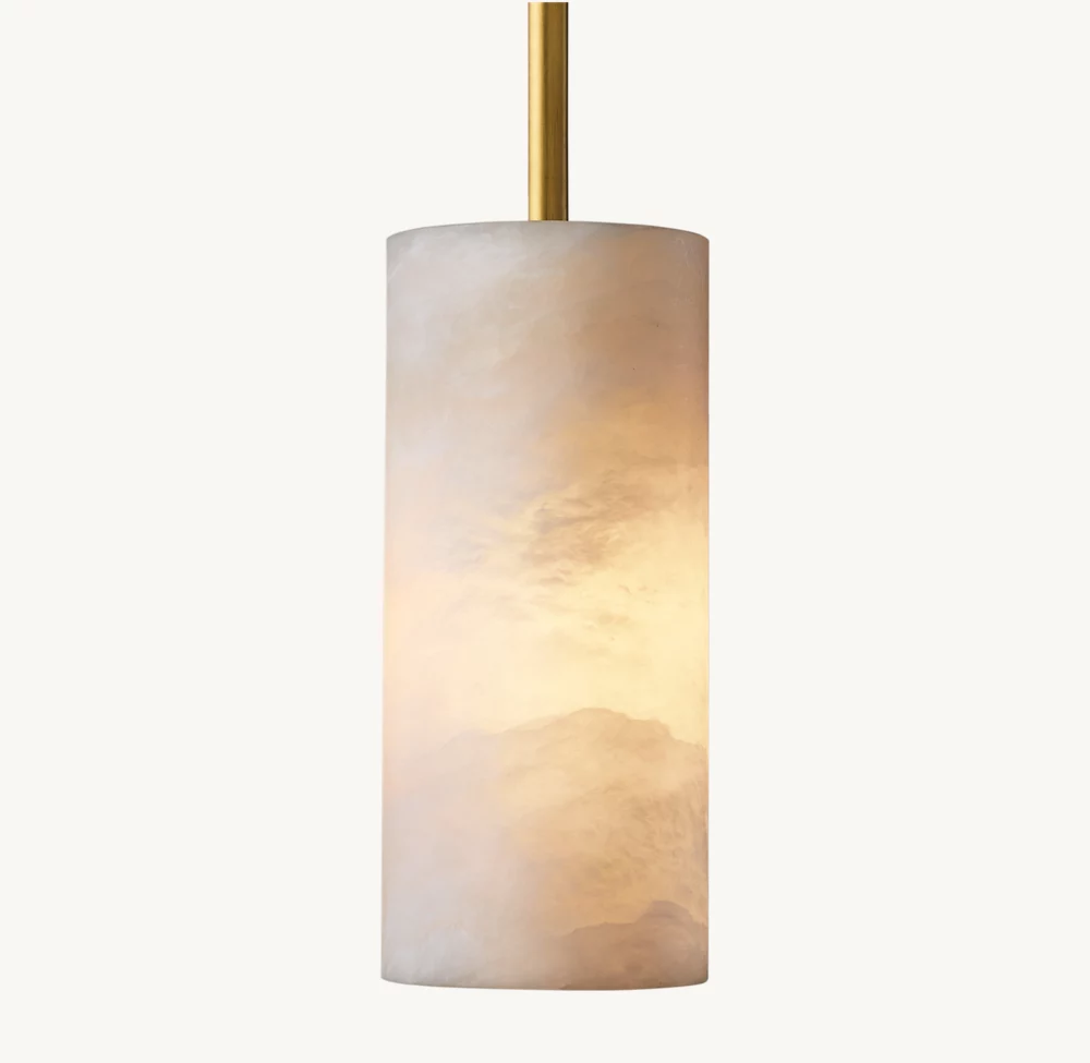 HAND-CARVED ALABASTER CYLINDER PENDANT 9