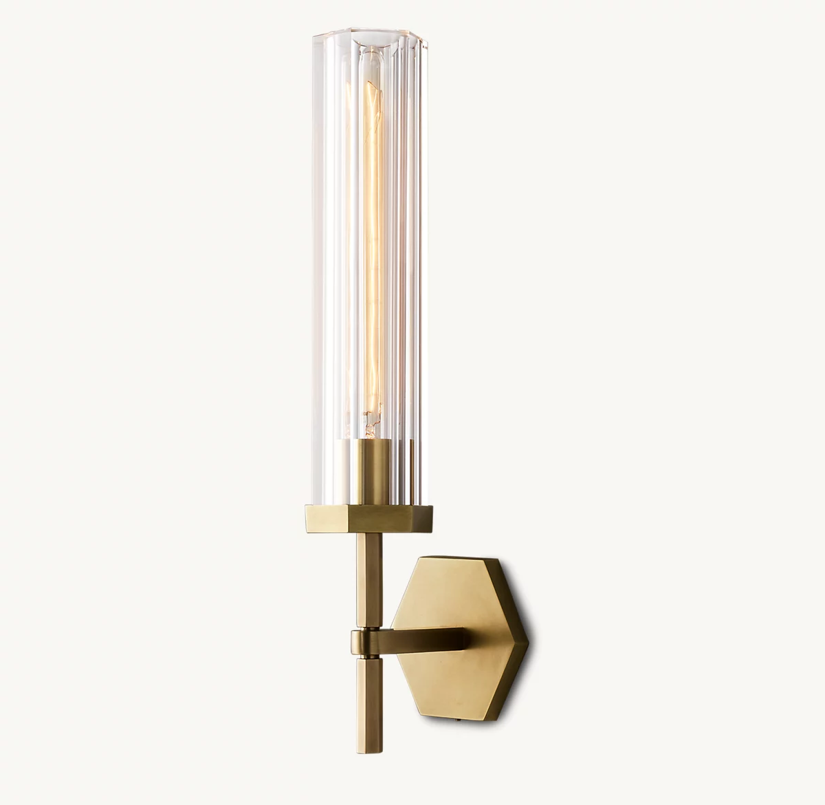 LAMBETH HEXAGONAL GRAND SCONCE - Lacquered Burnished Brass