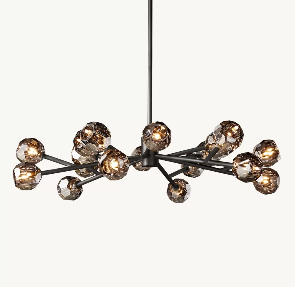 BOULE DE CRISTAL SMOKE GLASS ROUND CHANDELIER 48