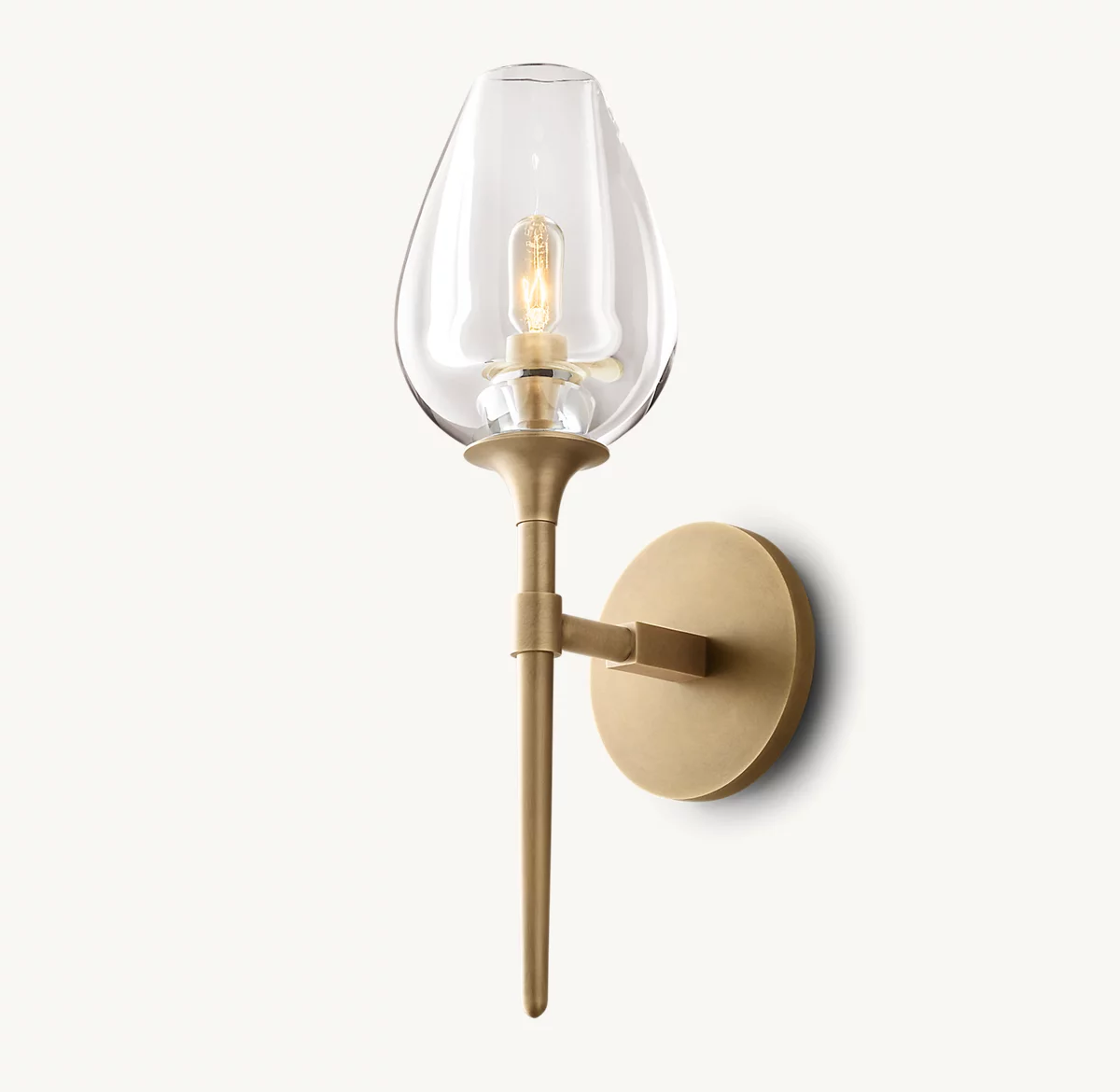 TULIP SINGLE SCONCE - Natural Brass