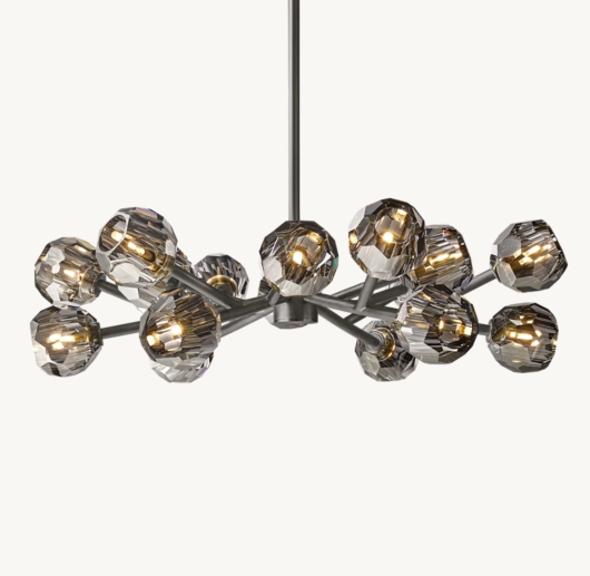 BOULE DE CRISTAL SMOKE GLASS ROUND CHANDELIER 36