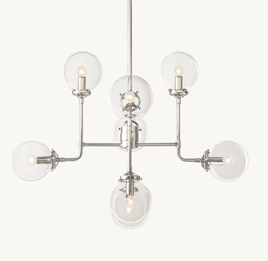 BISTRO GLOBE CLEAR GLASS CHANDELIER 34