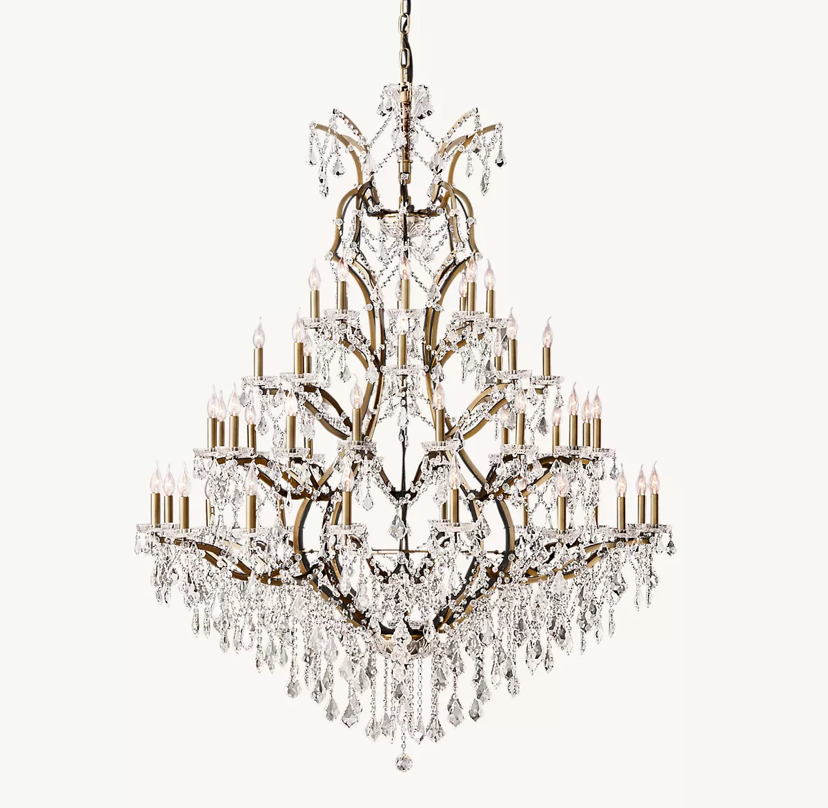 19TH C. ROCOCO IRON & CRYSTAL ROUND CHANDELIER 60