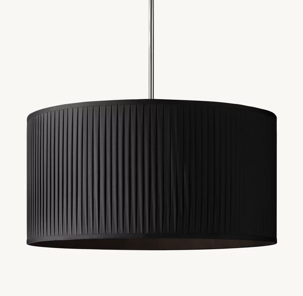 REED BLACK PLEATED DRUM PENDANT - Image 1