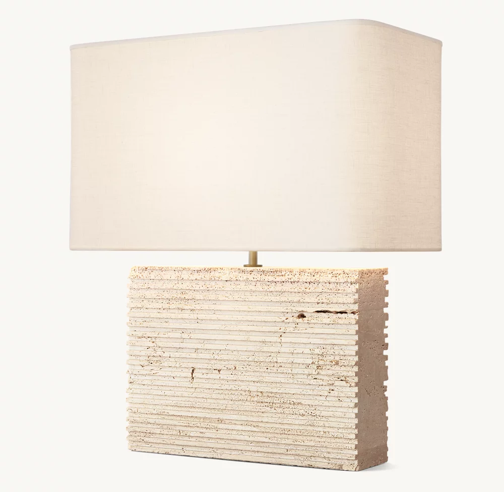 TALLADO CLASSICO TRAVERTINE WIDE RECTANGULAR TABLE LAMP - Image 5