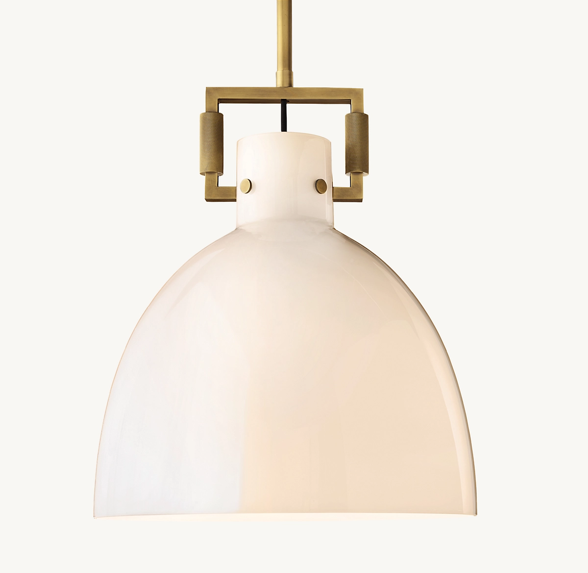 MACHINIST MILK GLASS CLOCHE PENDANT - Lacquered Burnished Brass