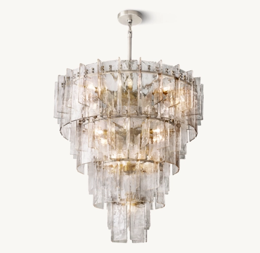 LATTICE CLEAR GLASS TIERED ROUND CHANDELIER 47