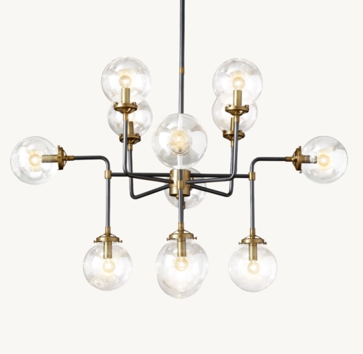 BISTRO GLOBE CLEAR GLASS CHANDELIER 42