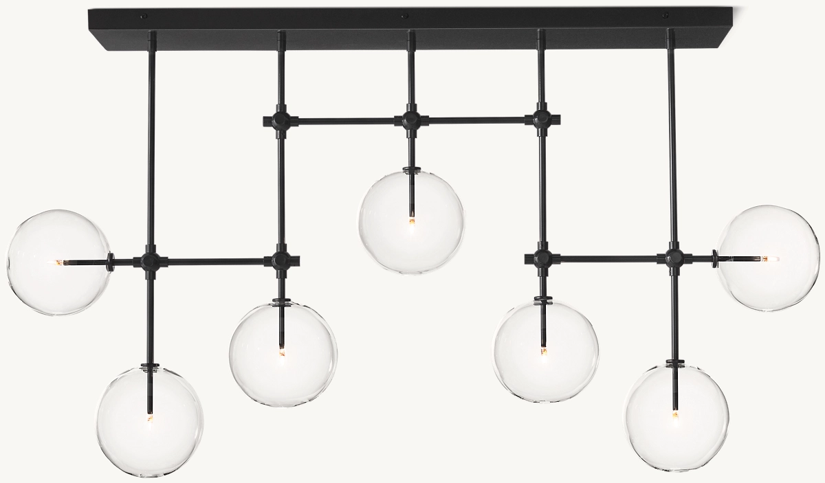 GLASS GLOBE MOBILE LINEAR CHANDELIER 60