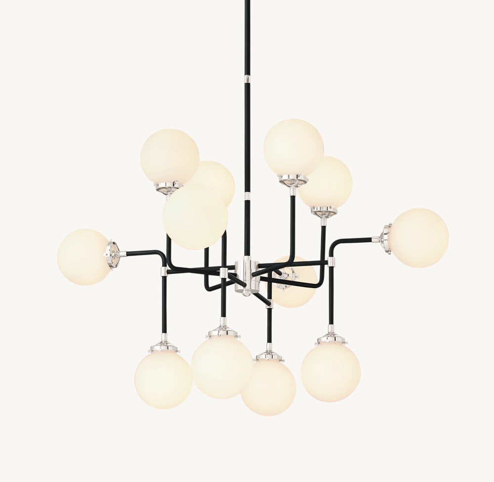 BISTRO GLOBE MILK GLASS CHANDELIER 42