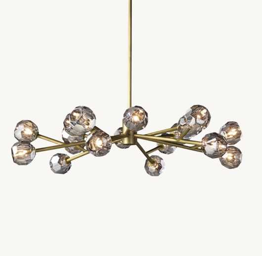 BOULE DE CRISTAL SMOKE GLASS ROUND CHANDELIER 48