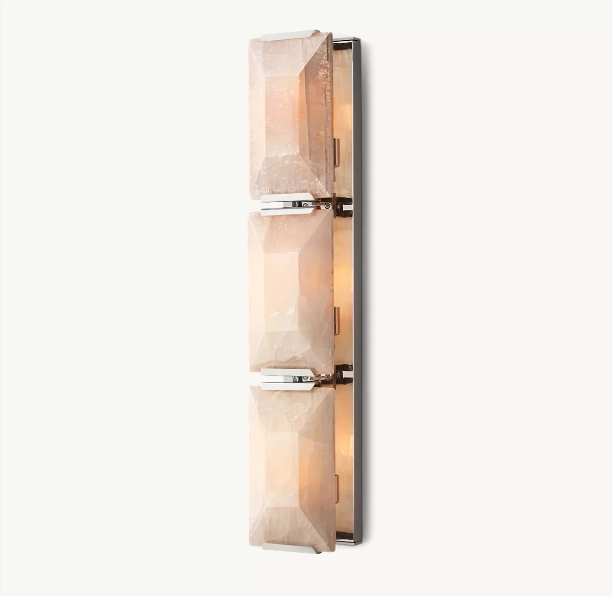 HARLOW CALCITE TRIPLE SCONCE - Polished Stainless Steel