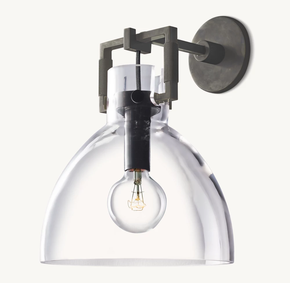 MACHINIST GLASS CLOCHE SCONCE 10