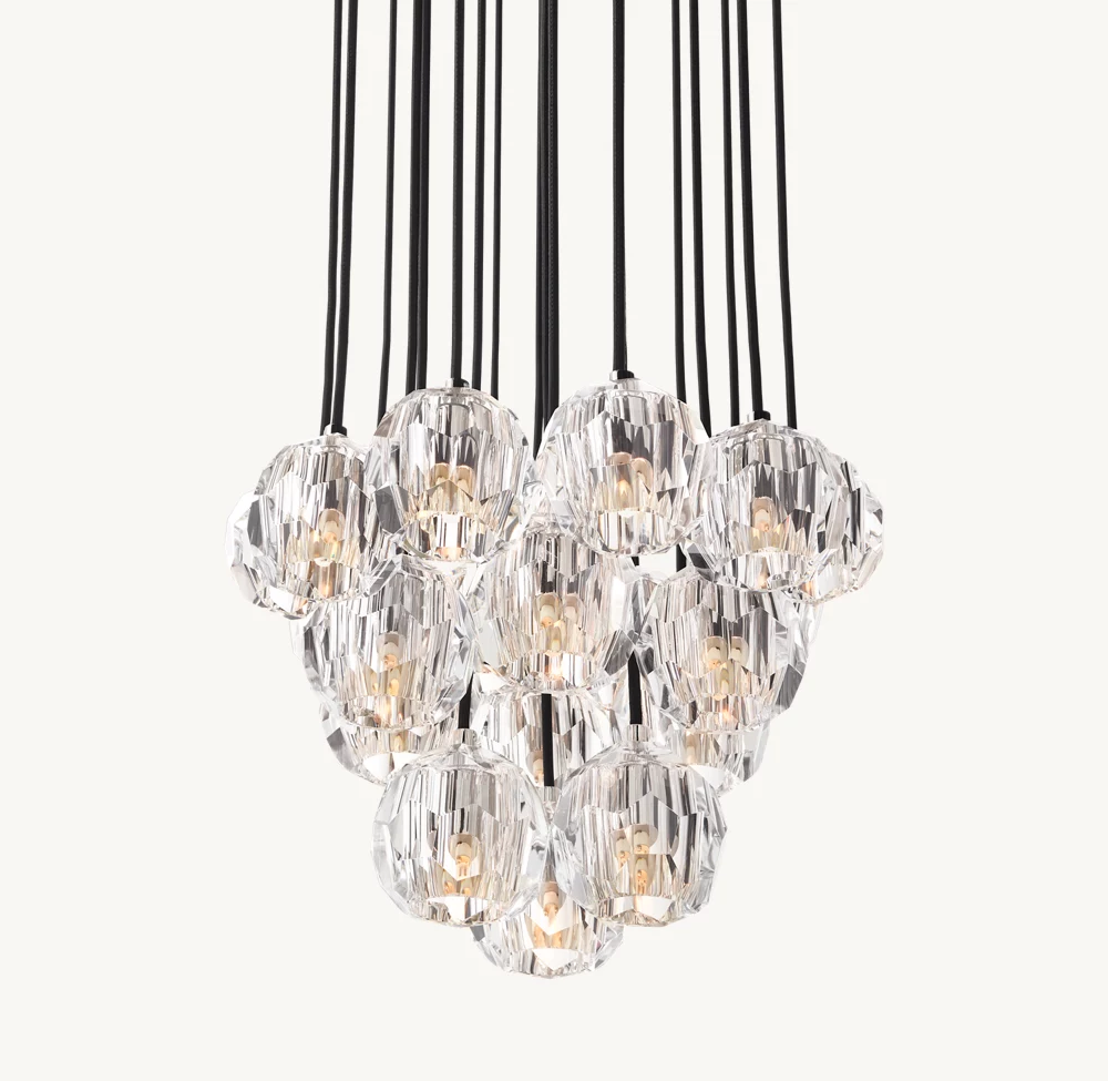 BOULE DE CRISTAL CLEAR GLASS ROUND CLUSTER CHANDELIER 19