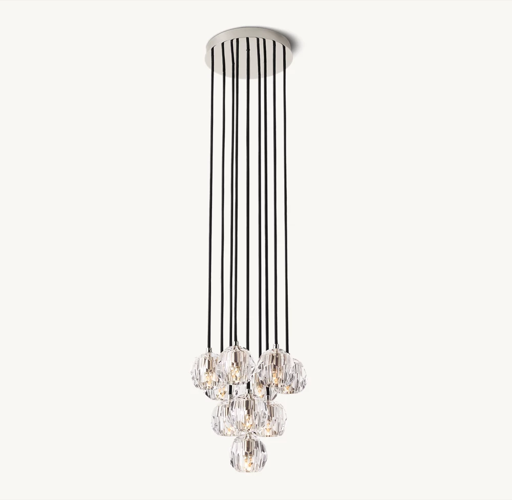 BOULE DE CRISTAL CLEAR GLASS ROUND CLUSTER CHANDELIER 14