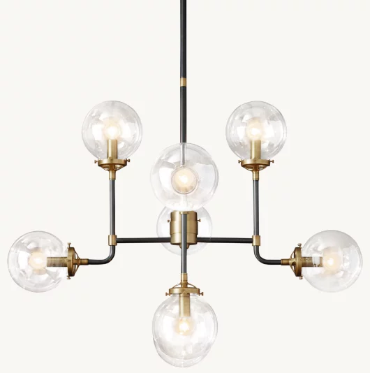 BISTRO GLOBE CLEAR GLASS CHANDELIER 34
