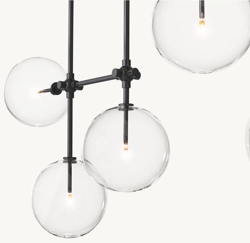 GLASS GLOBE MOBILE LINEAR CHANDELIER 60