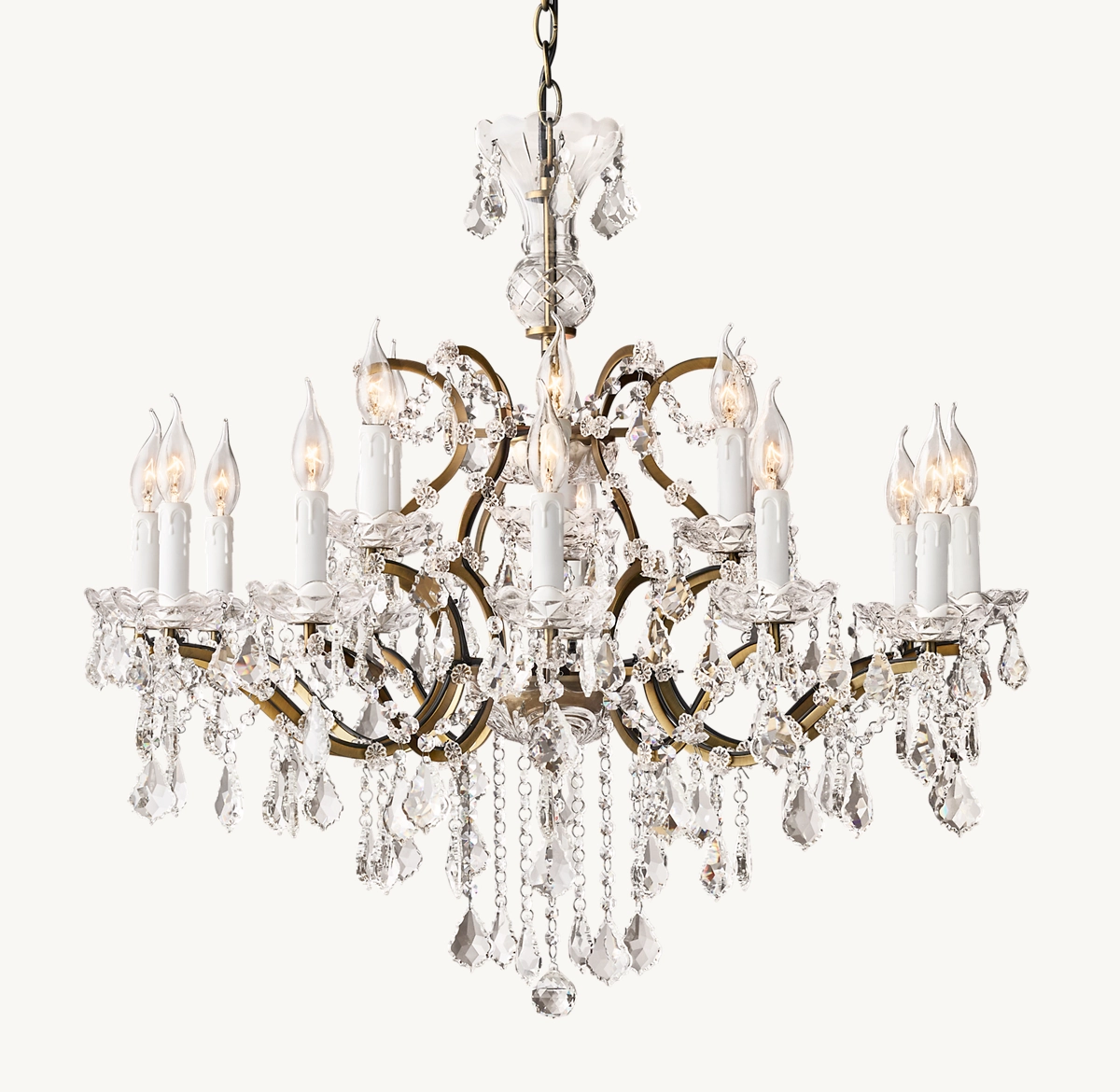 19TH C. ROCOCO IRON & CRYSTAL ROUND CHANDELIER 33