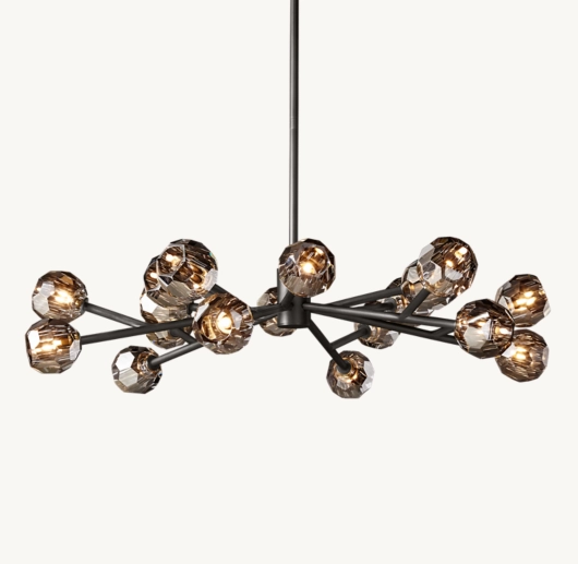 BOULE DE CRISTAL SMOKE GLASS ROUND CHANDELIER 48