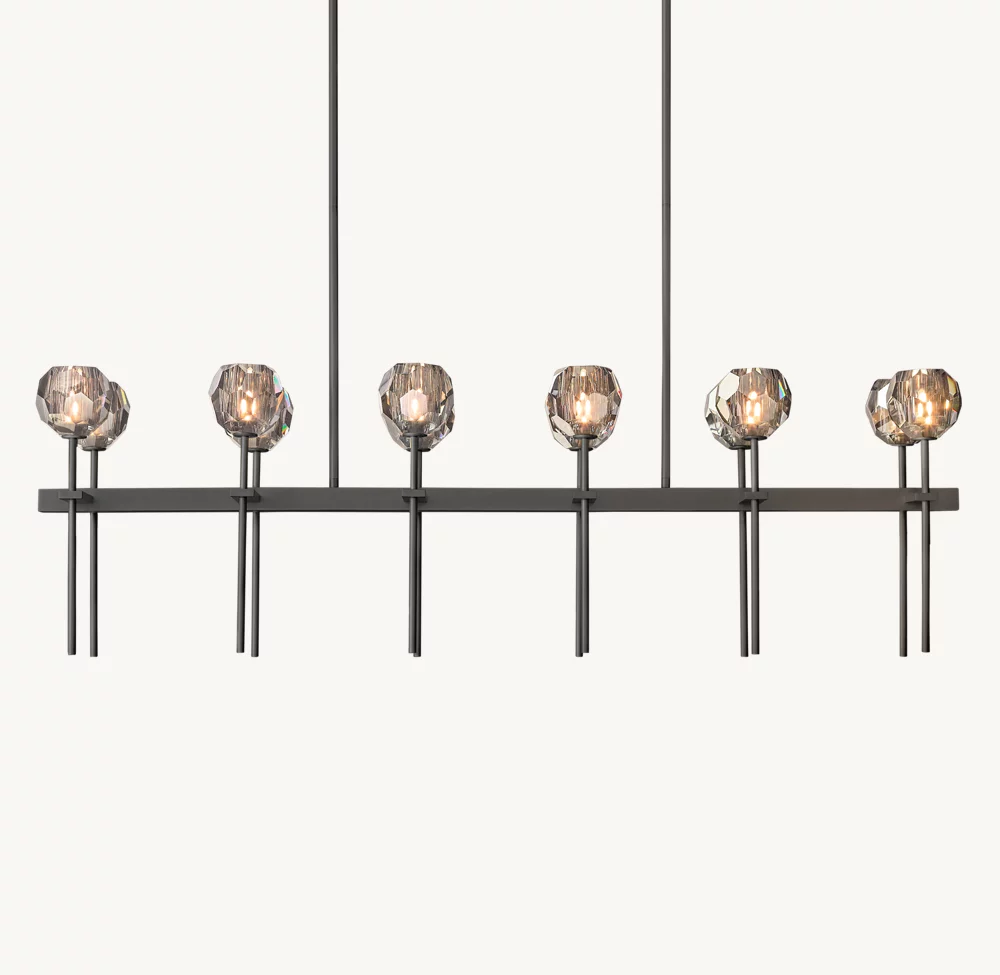 BOULE DE CRISTAL SMOKE GLASS DOUBLE LINEAR CHANDELIER 60