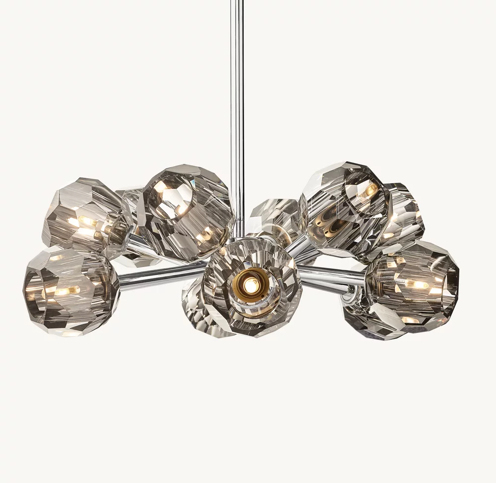 BOULE DE CRISTAL SMOKE GLASS ROUND CHANDELIER 24