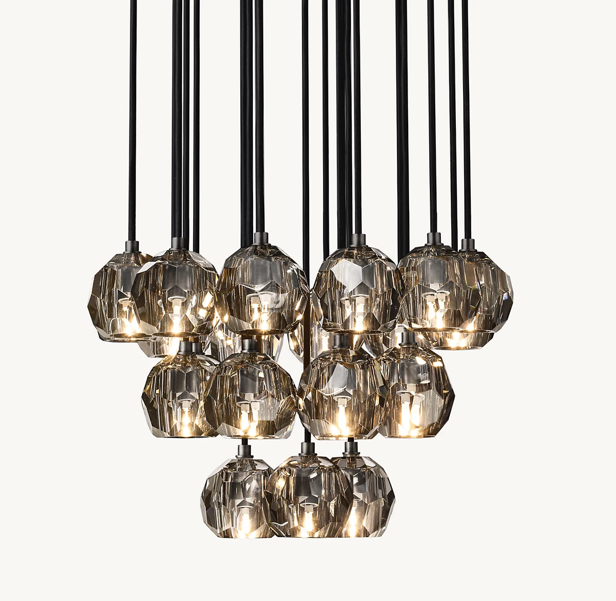 BOULE DE CRISTAL SMOKE GLASS ROUND CLUSTER CHANDELIER 24