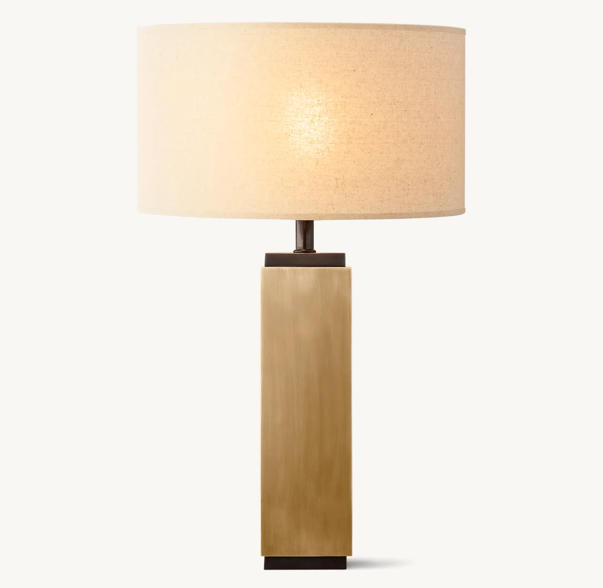 SQUARE COLUMN TABLE LAMP - Lacquered Burnished Brass/ Bronze