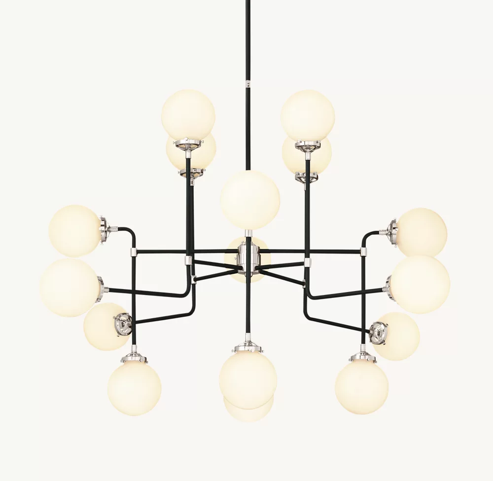 BISTRO GLOBE MILK GLASS CHANDELIER 56