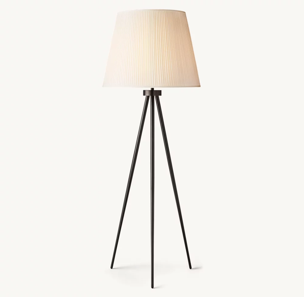 REED WHITE PLEATED SILK SHADE FLOOR LAMP - Image 6