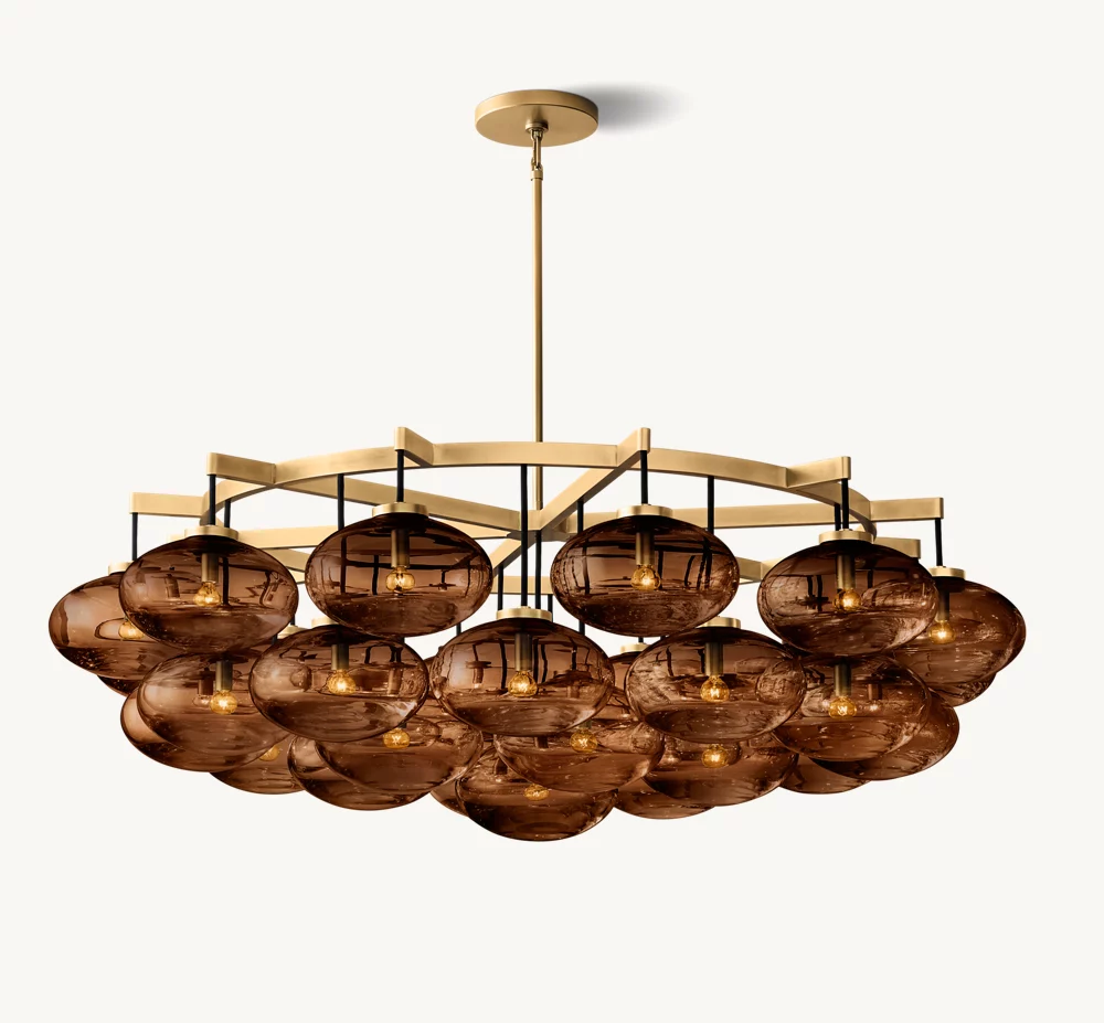 CABRETTE AMBER GLASS ROUND CHANDELIER 60