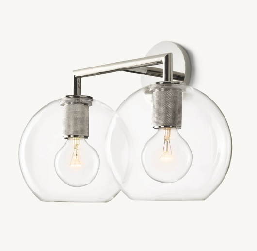 UTILITAIRE GLOBE SHADE DOUBLE SCONCE