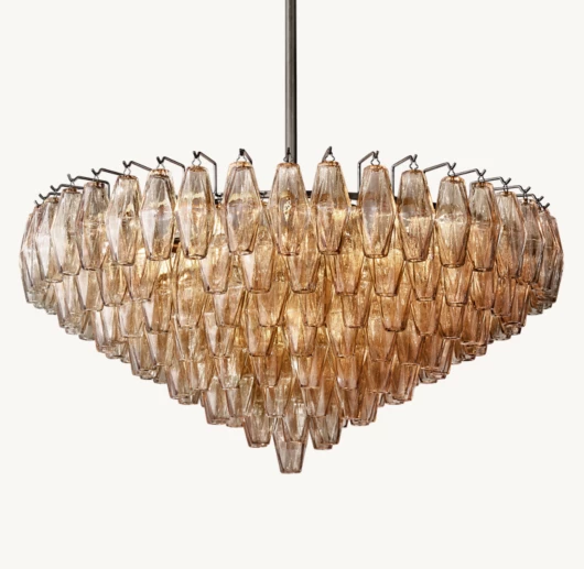 CHIARA SMOKE GLASS TIERED ROUND CHANDELIER 37