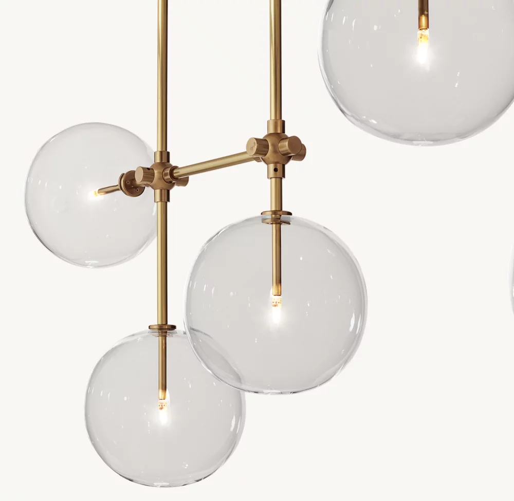 GLASS GLOBE MOBILE LINEAR CHANDELIER 60
