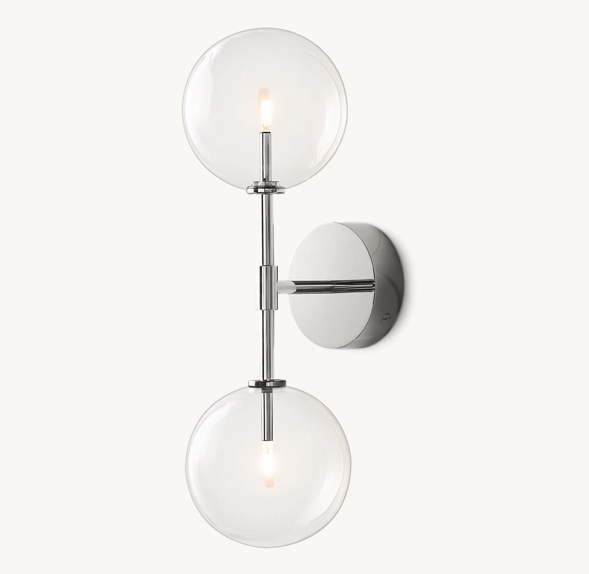 GLASS GLOBE LINEAR SCONCE - Polished Nickel
