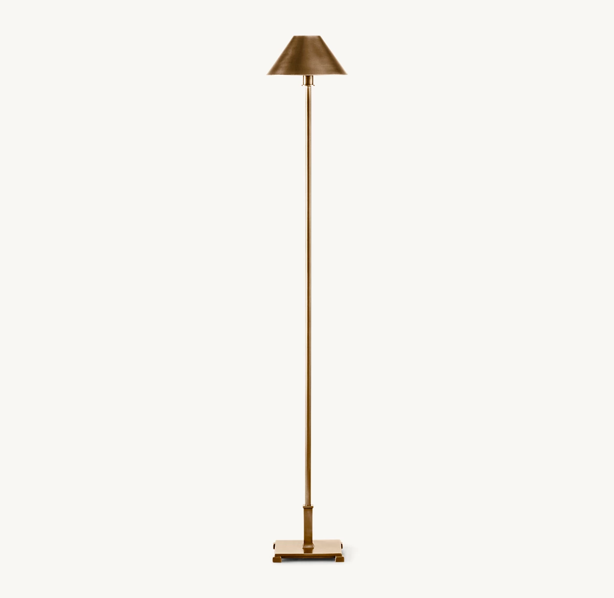 PETITE CANDLESTICK METAL SHADE FLOOR LAMP - Vintage Brass